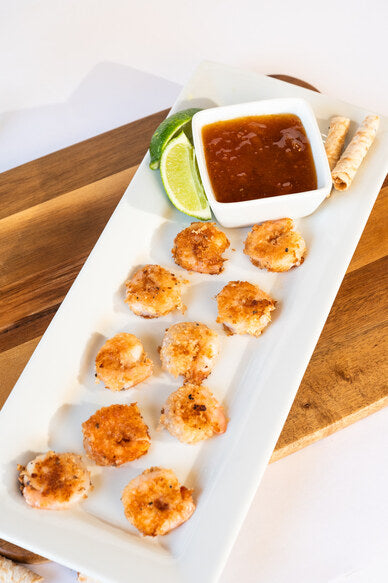 Ava Organics “Gold Dust” Coconut Crusted Shrimp